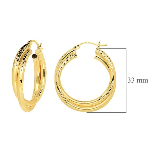 Double Hoop Earrings 14K Yellow Gold - Picture 4 of 4